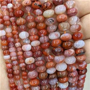 Natural Agate Rondelle Beads Red Smooth, approx 7.7mm