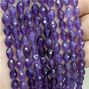 Natural Amethyst Beads Purple Faceted Rice, approx 5-7mm