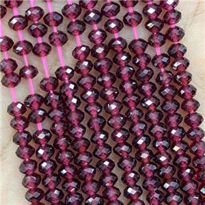 Natural Garnet Beads Faceted Rondelle, approx 3x4mm