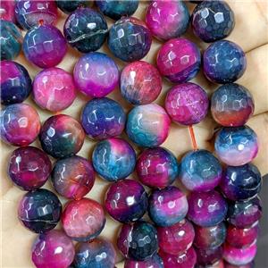 Natural Agate Beads Hotpink Blue Dye Faceted Round, approx 14mm