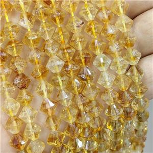 Natural Yellow Citrine Bicone Beads, approx 8mm