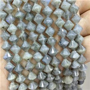 Natural Labradorite Bicone Beads, approx 8mm