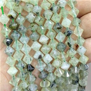 Natural Prehnite Bicone Beads Green, approx 8mm