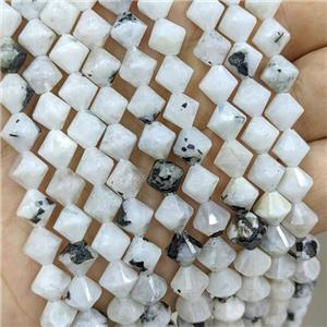 Natural White Moonstone Bicone Beads, approx 8mm
