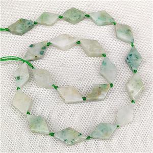 Natural Green Kiwi Jasper Rhombus Beads, approx 10-18mm