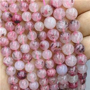 Natural American Rhodonite Beads Red Grade A Smooth Round, approx 8mm dia