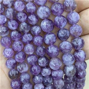 Natural African Lepidolite Beads Purple Smooth Round, approx 8mm