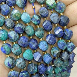 Natural Lapis Chrysocolla Twist Beads S-Shape Faceted, approx 9-10mm