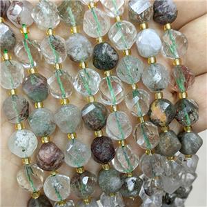 Natural Chlorite Quartz Twist Beads S-Shape Faceted, approx 9-10mm