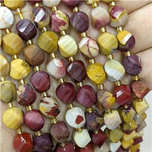 Natural Mookaite Beads Multicolor S-Shape Faceted, approx 7-8mm