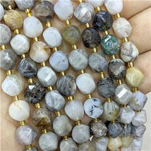 Natural Bamboo Agate Twist Beads Zhuye S-Shape Faceted, approx 9-10mm