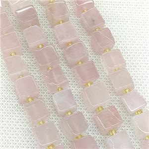 Natural Pink Rose Quartz Cube Beads, approx 8-10mm