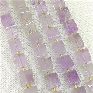 Natural Amethyst Cube Beads Lt.purple, approx 8-10mm