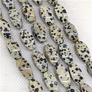 Natural Black Dalmatian Jasper Twist Beads, approx 8-16mm