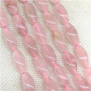 Natural Pink Rose Quartz Twist Beads, approx 8-16mm