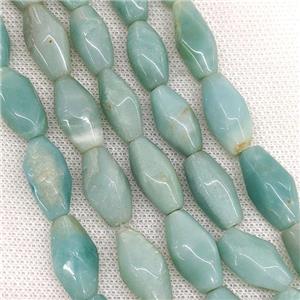Natural Chinese Amazonite Beads Blue Faceted Rice, approx 10-20mm