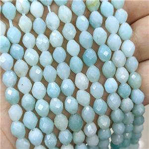 Natural Chinese Blue Amazonite Beads Faceted Rice, approx 5-7mm