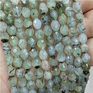Natural Green Prehnite Beads Faceted Rice, approx 5-7mm