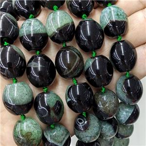 Natural Druzy Agate Barrel Beads Green Dye, approx 18-19mm
