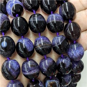 Natural Druzy Agate Barrel Beads Purple Dye, approx 18-19mm