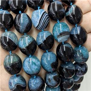 Natural Druzy Agate Barrel Beads Aqua Dye, approx 18-19mm