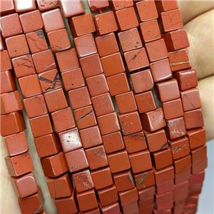 Natural Red Jasper Cube Beads, approx 6mm