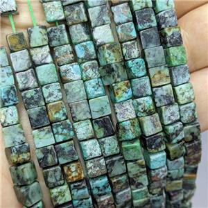 Natural African Turquoise Cube Beads Green, approx 6mm