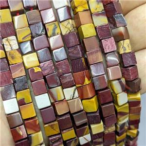 Natural Mookaite Cube Beads, approx 6mm