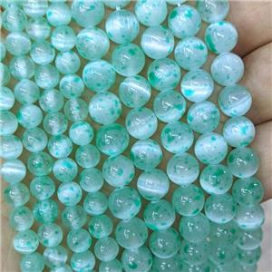 Natural Selenite Beads Green Dye Smooth Round, approx 8mm