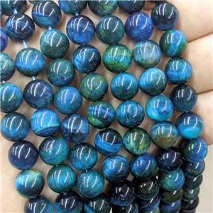 Natural Tiger Eye Stone Beads Blue Dye C-Grade Smooth Round, approx 10mm
