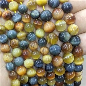 Natural Tiger Eye Stone Beads Dye Mixed Color Smooth Round, approx 10mm