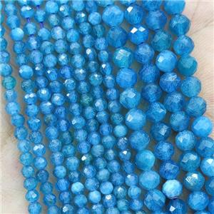 Natural Apatite Beads A-Grade Blue Tiny Faceted Round, approx 4mm dia