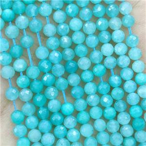 Natural Green Amazonite Beads Faceted Round, approx 4mm
