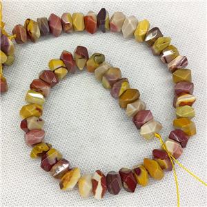 Natural Mookaite Beads Multicolor Faceted Square, approx 12mm