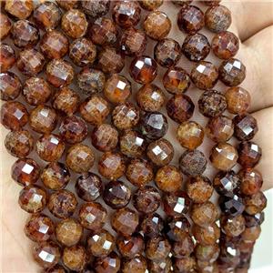 Natural Orange Garnet Beads Faceted Round C-Grade, approx 7mm