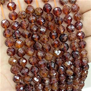 Natural Orange Garnet Beads Faceted Round, approx 7mm