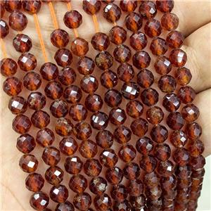 Natural Garnet Beads Orange Faceted Round, approx 6mm