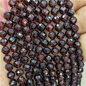 Natural Garnet Beads DarkRed Faceted Round, approx 6mm