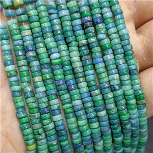 Natural Marble Heishi Beads Pave Gold Foil Green Dye , approx 6mm
