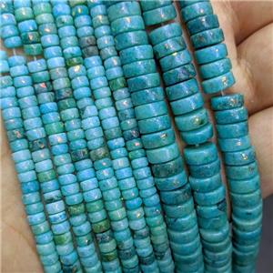 Natural Marble Heishi Beads Pave Gold Foil Blue Dye , approx 6mm