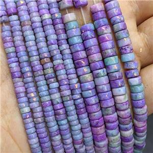 Natural Marble Heishi Beads Pave Gold Foil Lavender Dye , approx 6mm