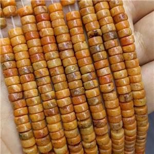 Natural Marble Heishi Beads Pave Gold Foil Orange Dye , approx 6mm