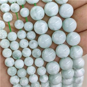 Snowflake Angelite Beads Green Smooth Round, approx 6mm