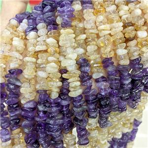Natural Amethyst And Citrine Chips Beads Freeform, approx 7-11mm