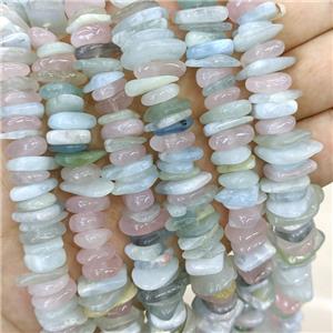 Natural Morganite Chips Beads Mixed Color Freeform, approx 7-11mm