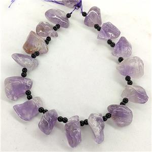 Natural Amethyst Nugget Beads Freeform Topdrilled, approx 15-33mm