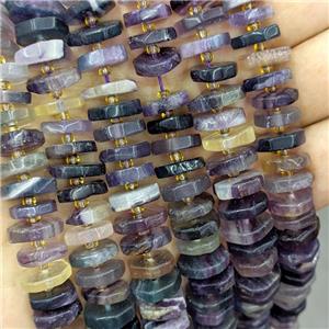 Natural Fluorite Heishi Beads Multicolor, approx 12-13mm