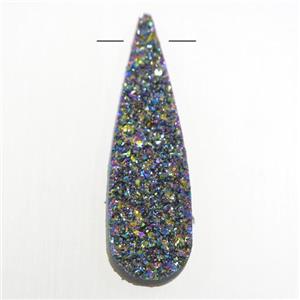 rainbow druzy quartz pendant, teardrop, approx 10-35mm