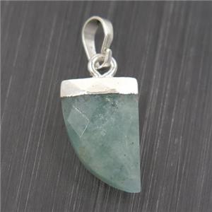 green Amazonite horn pendant, silver plated, approx 10-15mm