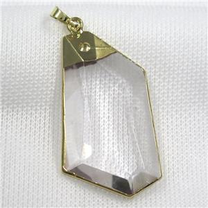 Glass crystal polygon pendants, gold plated, approx 25-50mm